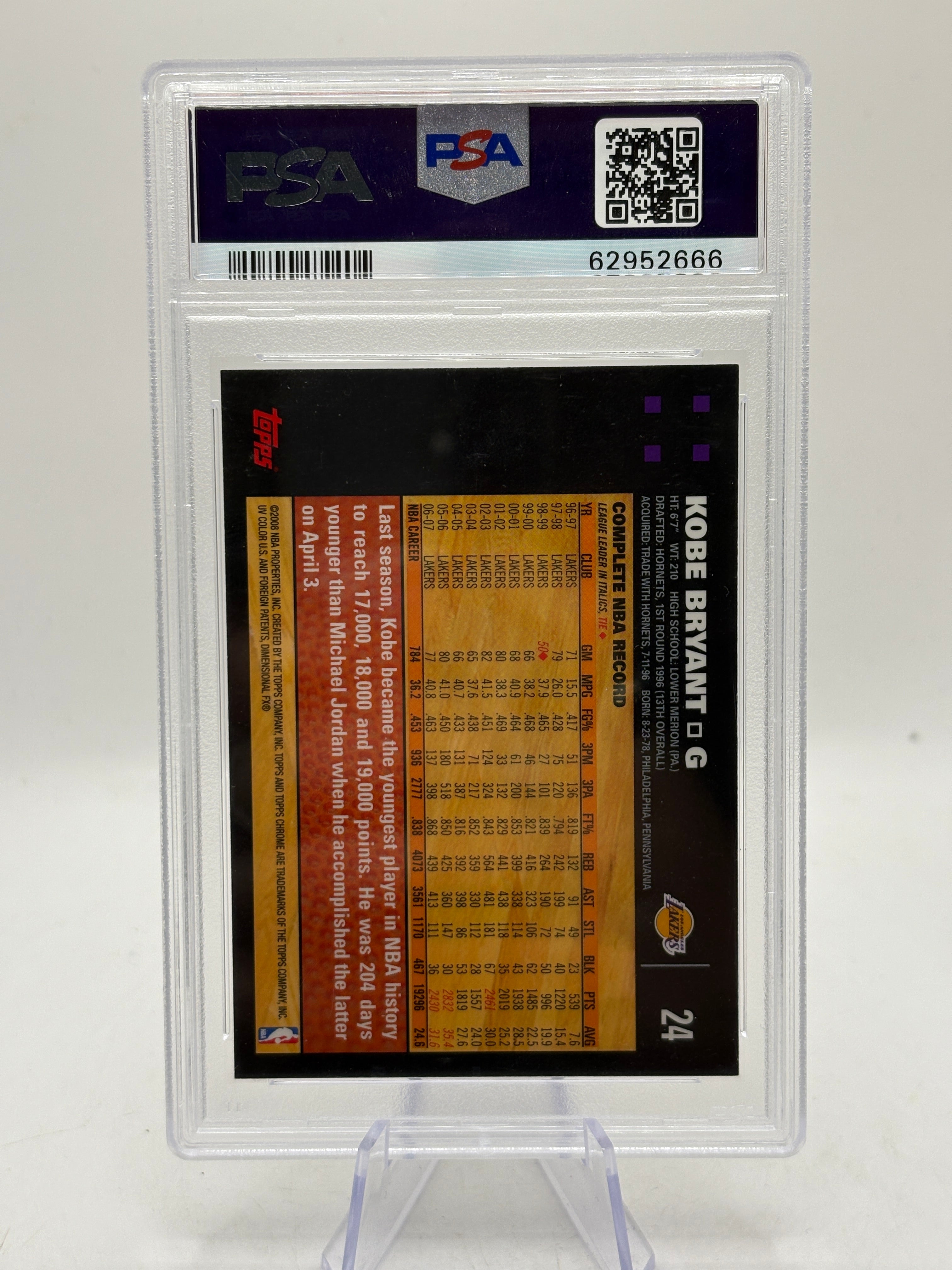 2007 Topps Chrome - Kobe Bryant #24 PSA 9 Mint FRENLY BRICKS - Open 7 Days